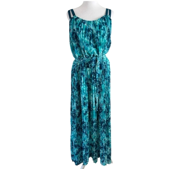 Lane Bryant Dresses & Skirts - {Lane Bryant} Teal and Navy Maxi Pleated Dress 14/16